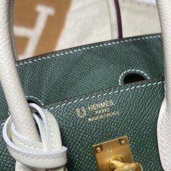 【感動のカラーコンビ】Hermès Birkin Sellier 外縫いEpsom 2Q / ヴェールアングレ ×i2 / ナタ ラス金金具 未使用保存品 ヴォーエプソン Epsom