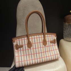 HERMES エルメス ショルダーバッグ ショルダーバーキンライト29 クーベルチュール ライン 刺繍 エクリュ/ベージュ/フォーヴ/ローズポップ/黒/ゴールド トワルアッシュ/スイフト シルバー金具