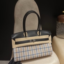 Shoulder birkin 29cm エルメス バーキンショルダーライト29 エクリュ オレンジ クーベルチュール ライン 刺繍 ブルー スイフト トワルアッシュ シルバー金具  Shoulder birkin 29cm