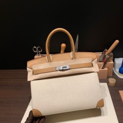 エルメスバーキン 30センチスイフト swift & Canvas4B/Biscuit ビスキュイゴールド金具 birkin30-086 全手縫い