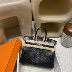 【オーダー出荷】Birkin 25cm パイソンスキン 89 ブラック シルバー｜希少スキン仕様の貴重なバーキン