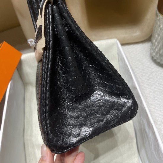 【オーダー出荷】Birkin 25cm パイソンスキン 89 ブラック シルバー|希少スキン仕様の貴重なバーキン 【オーダー出荷】Birkin 25cm パイソンスキン 89 ブラック シルバー|希少スキン仕様の貴重なバーキン