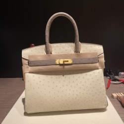 バーキン 30 オーストリッチ 3C パルシュマン グリアスファルト ヘアラインゴールド金具