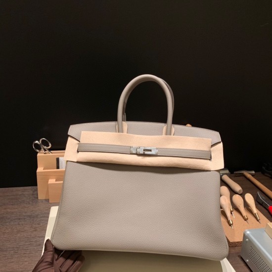 エルメスバーキン 35センチ トゴ Togo  M8/Gris Asphalt グリアスファルト シルバー金具  birkin35-001 全手縫い