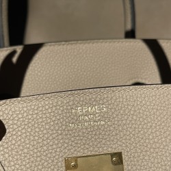 エルメス バーキン35 トゴレザー＆キャンバス トゥルティエールグレー ゴールドハードウェア