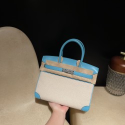 新入荷✨**エルメス バーキン30 キャンバス＆スウィフトレザー P3/ブルーノール ゴールドハードウェア* ～異素材の組み合わせが特別なエレガンスを醸し出す 