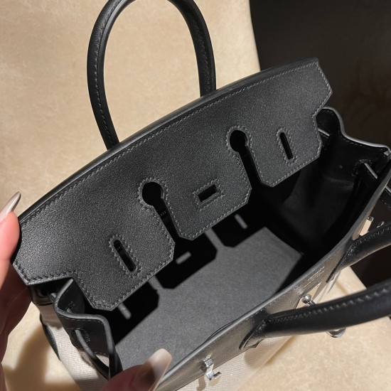 エルメス バーキン トリー H25 キャンバス&スウィフトレザー 最強コンビネーションスイフト 89 Black (Noir) ブラック エルメス バーキン トリー H25 キャンバス&スウィフトレザー 最強コンビネーションスイフト 89 Black (Noir) ブラック