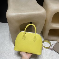 「Bolide 25cm（ボウリングバッグ） ヴォーエプソンレザー製｜9R/Lime×X9/Mauve Sylvestre×I2/Nata カラーマッチング シルバー金具
