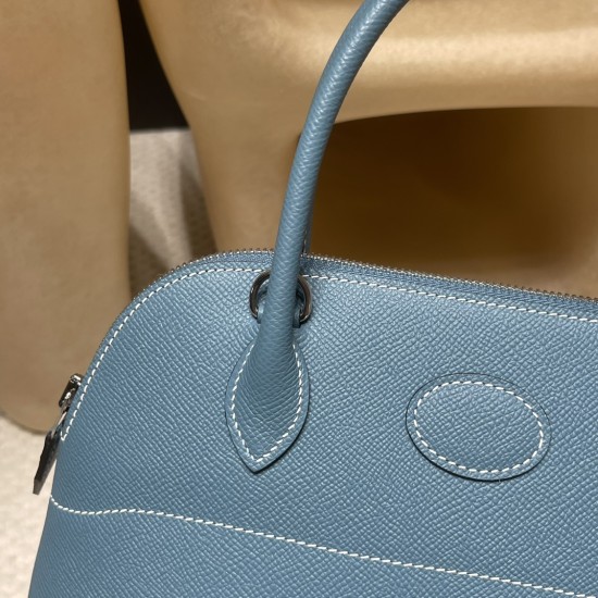 【Bolide】27cm ボリード27 ヴォーエプソン Epsom 75 / ブルージーン シルバー金具 シンプルな高級感のファッションアイテム 【Bolide】27cm ボリード27 ヴォーエプソン Epsom 75 / ブルージーン シルバー金具 シンプルな高級感のファッションアイテム