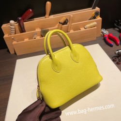 エルメス ボリード ミニ シェブルミゾル  Chevre ライム 9R/Lime   ゴールド金具  bolide-mi036 全手縫い