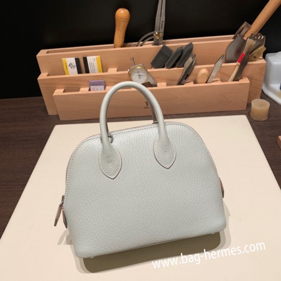 エルメス ボリード ミニ シェブルミゾル  Chevre  80 /Pearl Grey パールグレー シルバー金具  bolide-mi045 全手縫い