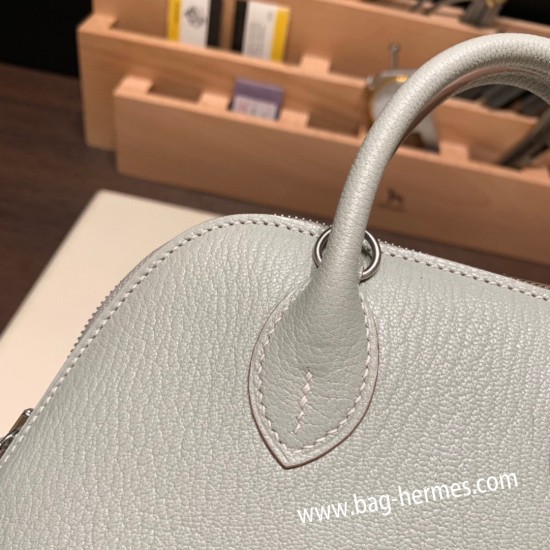 エルメス ボリード ミニ シェブルミゾル  Chevre  80 /Pearl Grey パールグレー シルバー金具  bolide-mi045 全手縫い