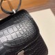 エルメス コンスタンス  ミニ Matte Alligator Crocodile ポロサスマットクロコダイル ブラック 89 /Black (Noir) シルバー金具   constance19-004 全手縫い