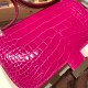 エルメス コンスタンス  ミニ Shiny Alligator Crocodile ローズシェヘラザード J5 /Rose Scheherazade シルバー金具   constance19-005 全手縫い