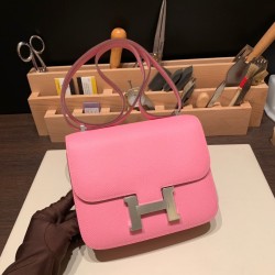 エルメス コンスタンス  ミニ ヴォーエプソン ピンク 5P /Pink シルバー金具  constance19-041 全手縫い