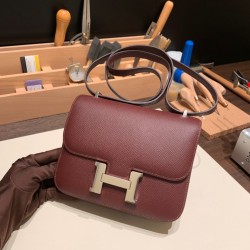 エルメス コンスタンス  ミニ ヴォーエプソン ブルゴーニュ F5/ Bourgogne& ボルドー 57 /Bordeaux シルバー金具  constance19-078 全手縫い