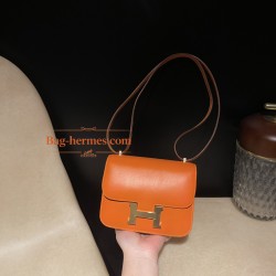 93/Orange オレンジ& 9D/Jaune Ambre  ジョーヌアンブル  ゴールド金具 コンスタンスミニ Constance 19cm box  ボックスカーフ 