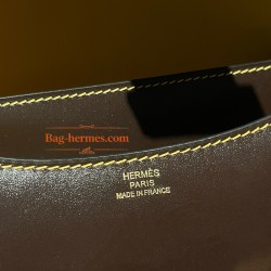 47/Chocolat  ショコラ内 & 9D/ Jaune Ambre  ジョーヌアンブル  ゴールド金具 コンスタンスミニ Constance 19cm box ボックスカーフ 