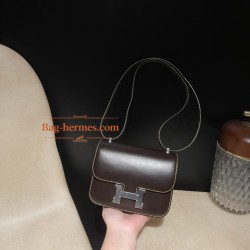 47/Chocolat ショコラ & 9D /Jaune Ambre  ジョーヌアンブル コンスタンスミニ Constance 19cm box ボックスカーフ シルバー金具