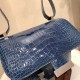 エルメス コンスタンスヴェルソ 24cm  Alligator Crocodile アリゲーター ブルートンペット N7 /Blue Tempete シルバー金具  constance24-007 全手縫い