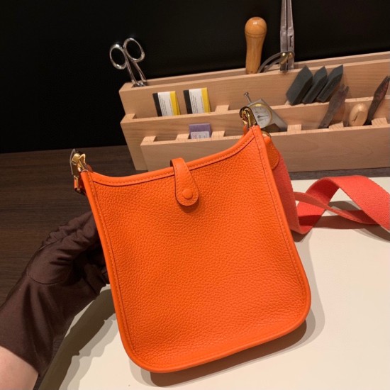 エルメス エヴリンアマゾンTPM Mini Evelyn  トリヨンクレマンス Clemence オレンジ 93 /Orange ゴールド金具 Mini Evelyn--042 全手縫い