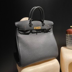HAC 40x45 Togo ブラック ゴールドクラスプ メンズバッグ｜個性的デザイン × 高級素材 男神必携の大人モダンアイテム