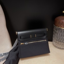 89/Black (Noir) ブラック エルメス ショルダーバッグ エールバッグジップ ミニ ブラック/シルバー金具 トワルミリタリー/ヴァッシュハンター ゴールド金具