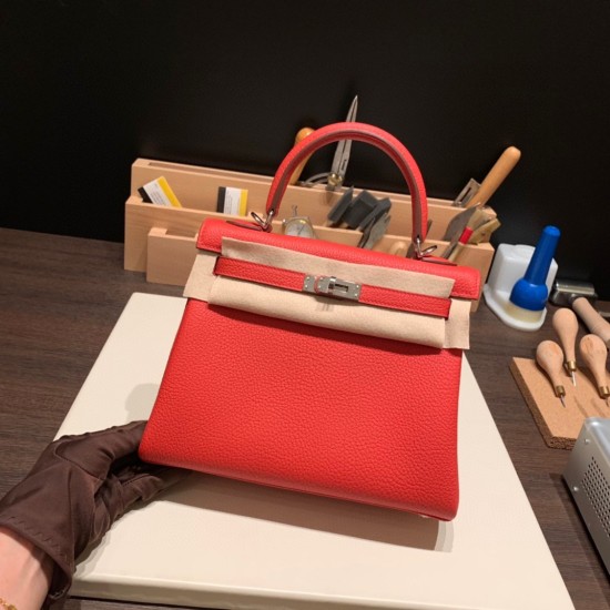 25cm新出荷 ケリー 25 トゴkelly 25cm togo S3/Rouge Cœur ルージュクーシルバー金具 25cm新出荷 ケリー 25 トゴkelly 25cm togo S3/Rouge Cœur ルージュクーシルバー金具