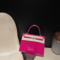 25cm 新出荷 ケリー 25  Kelly 25 アリゲーター（Alligator） つやあり J5/Rose Scheherazade  ローズシェヘラザードシルバー金具