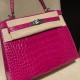 25cm 新出荷 ケリー 25  Kelly 25 アリゲーター（Alligator） つやあり J5/Rose Scheherazade  ローズシェヘラザードシルバー金具