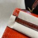 25cm 新出荷 ケリー 25 つやありナイルワニ（Nilo）レザー 8V/Orange Poppy  オレンジポピー & 33/miel  ミールゴールド金具