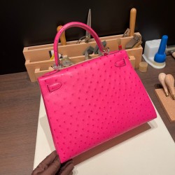 Ostrich オーストリッチ ローズキャンディ 8T /Rose Candy シルバー金具 kelly28-007 全手縫い エルメス ケリー 28cm Kelly 28cm
