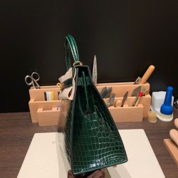 Crocodile Niloticus ヴェールボスフォール W0 /Vert Bosphore  ゴールド金具  kelly28-011 全手縫い エルメス ケリー 28cm Kelly 28cm