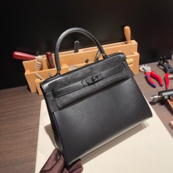 エルメス ケリー 28cm Kelly 28cm  box ボックスカーフ  ブラック 89 /Black (Noir)   Black Hardware    kelly28-012 全手縫い