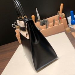 box ボックスカーフ  ブラック 89 /Black (Noir)  ゴールド金具  kelly28-014 全手縫い エルメス ケリー 28cm Kelly 28cm