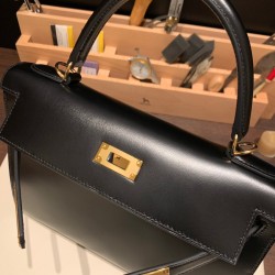 エルメス ケリー 28cm Kelly 28cm  box ボックスカーフ  ブラック 89 /Black (Noir)  ゴールド金具  kelly28-014 全手縫い