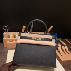 Epsom ヴォーエプソン  ブラック  89 /Black (Noir) シルバー金具 kelly28-026 全手縫い エルメス ケリー 28cm Kelly 28cm