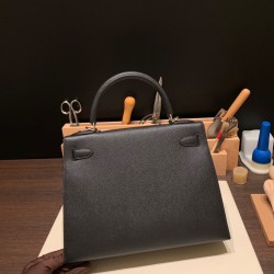 Epsom ヴォーエプソン  ブラック  89 /Black (Noir) シルバー金具 kelly28-026 全手縫い エルメス ケリー 28cm Kelly 28cm