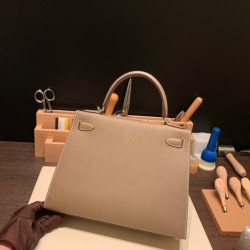 Epsom ヴォーエプソン  エトゥープ 18 /Étoupe Grey シルバー金具 kelly28-027 全手縫い エルメス ケリー 28cm Kelly 28cm