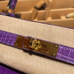 Porosus Crocodile ヴィオレ 96 / Violet  ゴールド金具  kelly28-033 全手縫い エルメス ケリー 28cm Kelly 28cm