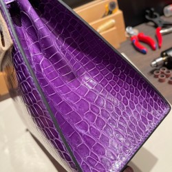 Porosus Crocodile ヴィオレ 96 / Violet  ゴールド金具  kelly28-033 全手縫い エルメス ケリー 28cm Kelly 28cm