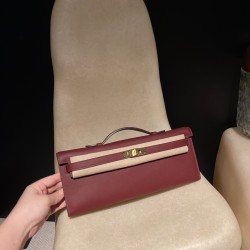 エルメス HERMES ケリーカット Kelly Cut スイフト swift 55/Rouge H ルージュアッシュ  kellycut-001 全手縫い