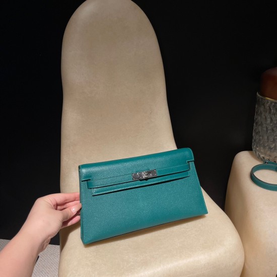 エルメス ショルダーバッグ レディース HERMES ケリー エラン Elan  シェブルミゾル Chevre シェブルミゾル Chevre U4/Vert Vertigo ヴェールヴェルティゴ kellyelan-014 全手縫い