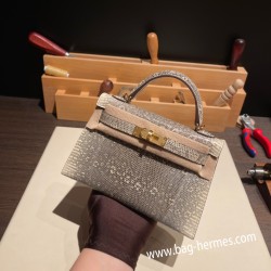 エルメスケリーミニ Kelly bag miniMini Kelly New stock  リザードナチュラ オンブレ 1B/Ombre ゴールド金具   kellymini-001 全手縫い