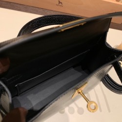 エルメスケリーミニ Kelly bag miniMini Kelly New stock  リザードナチュラ ブラック 89 /Black (Noir) ゴールド金具   kellymini-005 全手縫い