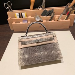 エルメスケリーミニ Kelly bag miniMini Kelly New stock  リザードナチュラ ブラック 1B/Ombre シルバー金具 kellymini-007 全手縫い