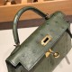 エルメスケリーミニ Kelly bag miniMini Kelly New stock  オーストリッチ ostrich カノピ V6/ /Canope & ヴェールマキ G8 /Vert Maquis ゴールド金具 kellymini-024 全手縫い