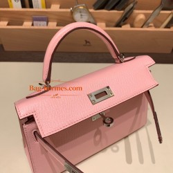 エルメスケリーミニ Kelly bag miniMini Kelly New stock  シェブルミゾル  Chevre ローズサクラ 3Q /Rose Sakura シルバー金具 kellymini-037 全手縫い
