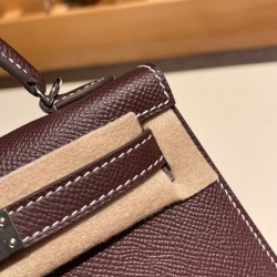 エルメスケリーミニ Kelly bag miniMini Kelly New stock  ヴォーエプソン Epsom 0G/Rouge Sellier ルージュセリエ シルバー金具 kellymini-063 全手縫い