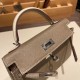 エルメスケリーミニ Kelly bag miniMini Kelly New stock  ヴォーエプソン Epsom グリエレファント 8C /Elephant Grey & クレ 10/ Craie シルバー金具 kellymini-068 全手縫い